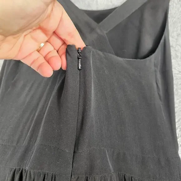 Lula Kate Black Silk Floor Length Cross Back Dress - Picture 5 of 7